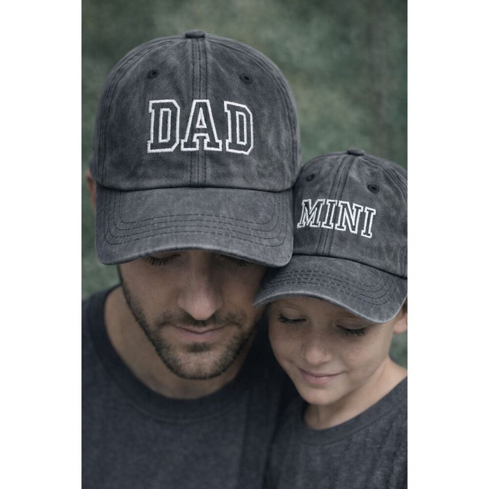 Dad Mini MatchingβBaseball Cap Set Gray Embroidered Hats Father Child